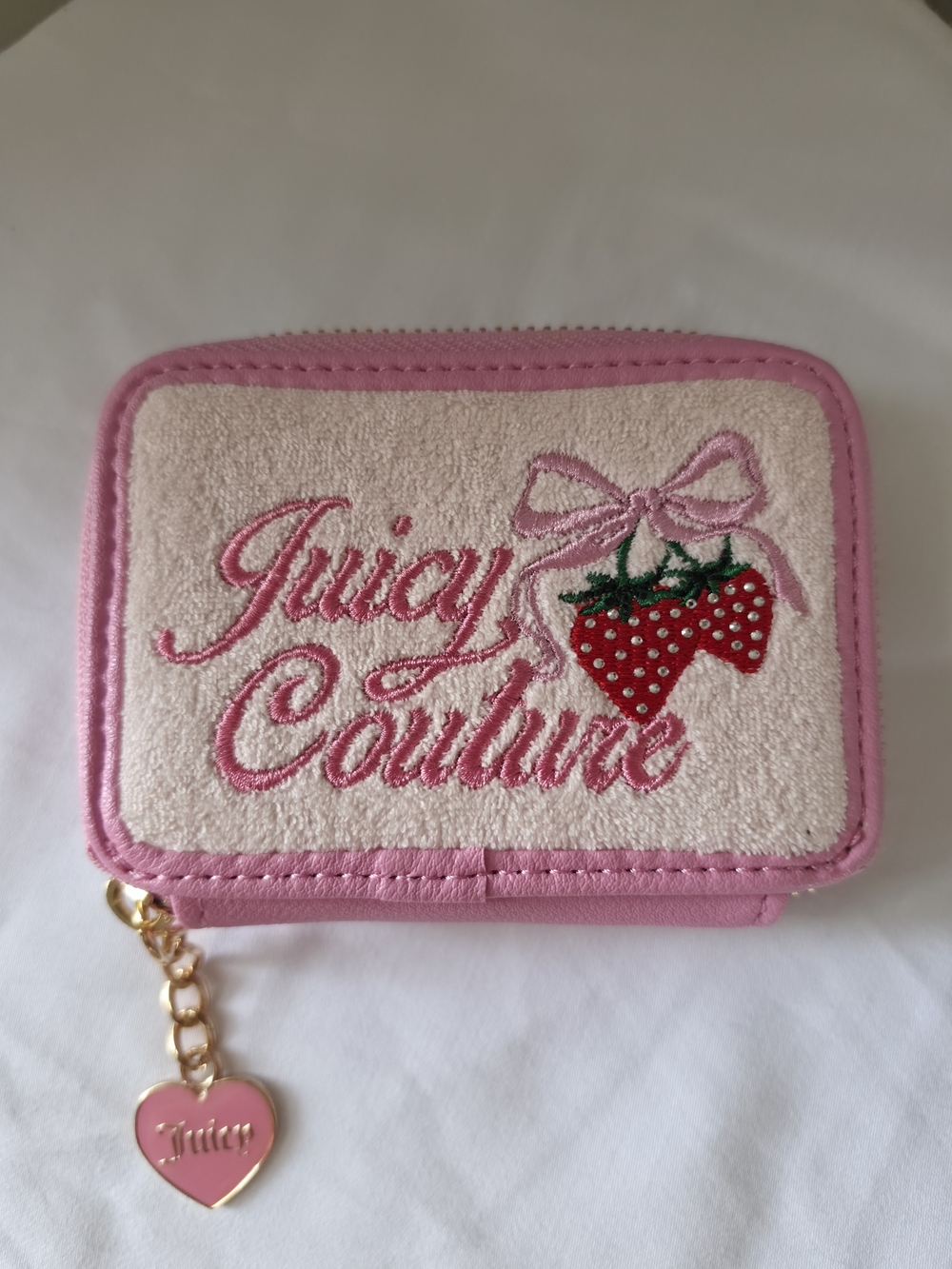 Juicy Couture Pink Strawberry Embroidered Coin Wallet